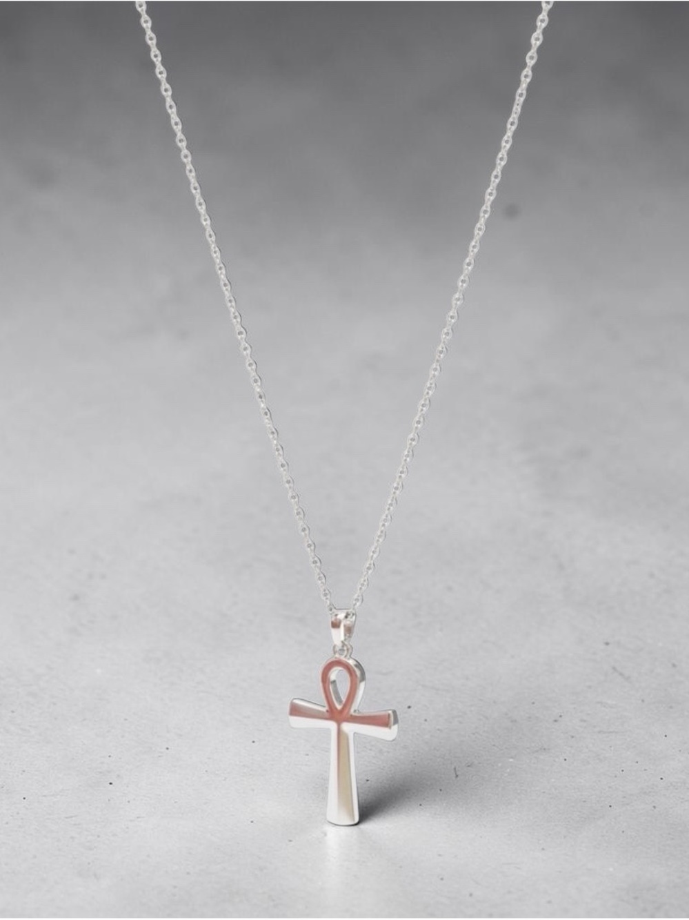 Sterling Ankh Pendant Necklace in Silver
